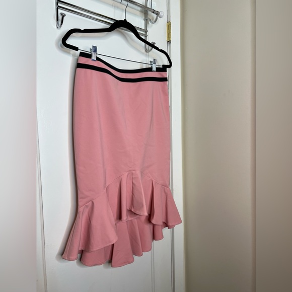 7th Avenue New York & Company Pink Flared Hi-Lo Trumpet Stretch Skirt Size 8 - Picture 2 of 10